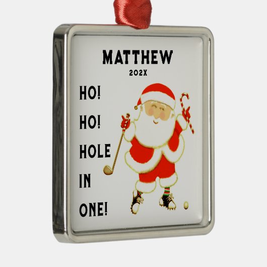 Golf Hole-in-one Silbernes Ornament (Rechts)