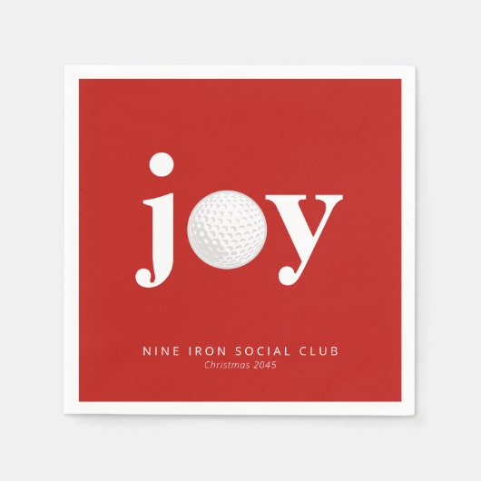 Golf Holiday Joy Personalized Name Typography Red Serviette (Vorderseite)