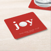 Golf Holiday Joy Personalized Typography Red Rechteckiger Pappuntersetzer (angewinkelt)