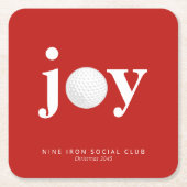 Golf Holiday Joy Personalized Typography Red Rechteckiger Pappuntersetzer (Vorderseite)