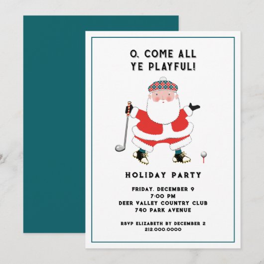 Golf Holiday Party Einladung (Vorne/Hinten)