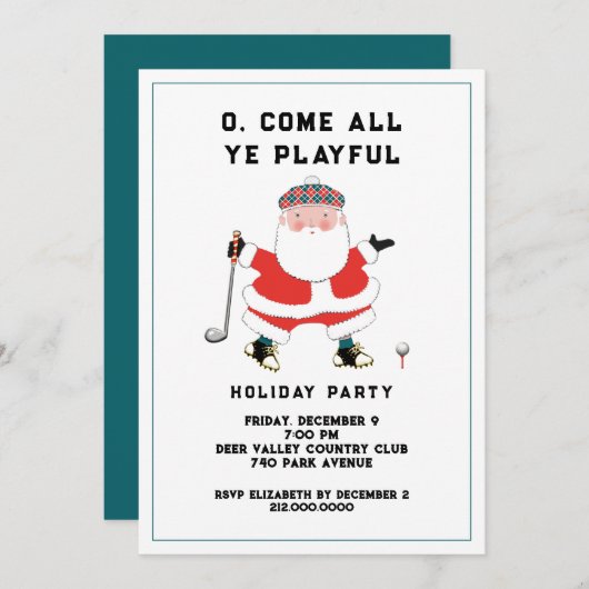 Golf Holiday Party Einladung (Vorne/Hinten)