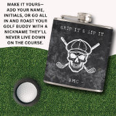 Golf Humor Grip It Sip It Custom Initials Black Flachmann
