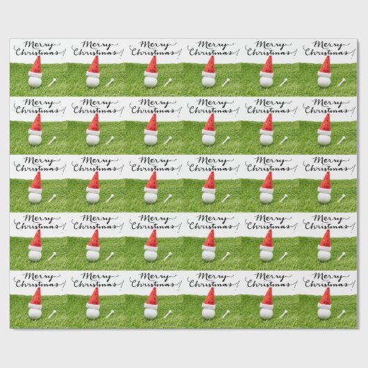 Golf Hut und Tee auf grünem Gras für Weihnachten Geschenkpapier (Flach)