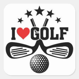 Golf, I Liebe Golf Quadratischer Aufkleber