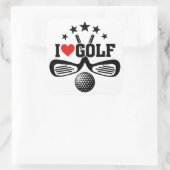 Golf, I Liebe Golf Quadratischer Aufkleber (Tasche)