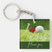 Golf I Liebe Sie mit Abschlag und Golfball mit Lie Schlüsselanhänger (Vorderseite)