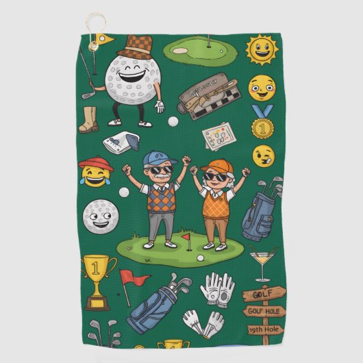 Golf-Illustration mit Golfern Golfhandtuch (Vorderseite)