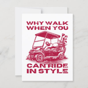 Golf im Stil Funny Golf Cart Postkarte