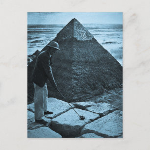 Golf in der Pyramide im Blauton der Vintage-Zeit Postkarte