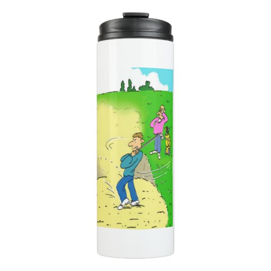 Golf in einem Bunker Cartoon stecken - Funny Thermosbecher (Vorderseite)