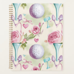 Golf in Rosa mit Blume für Lady Golfer Planer