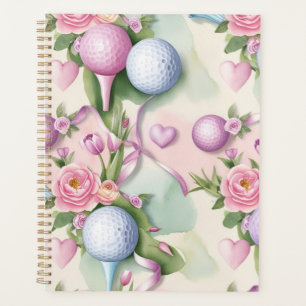 Golf in Rosa mit Blume für Lady Golfer Planer