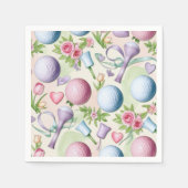Golf in Rosa mit Blume für Lady Golfer Serviette (Vorderseite)