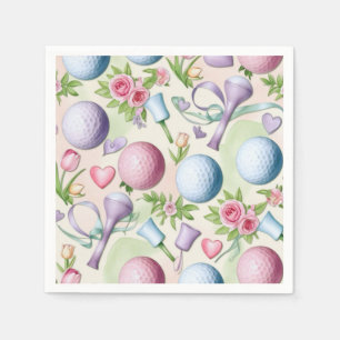 Golf in Rosa mit Blume für Lady Golfer Serviette
