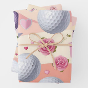 Golf in rosa Thema für Lady Golfer Geschenkpapier Set