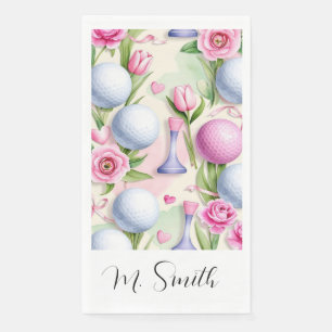 Golf in Rosa Thema mit Blume Golfer Serviette