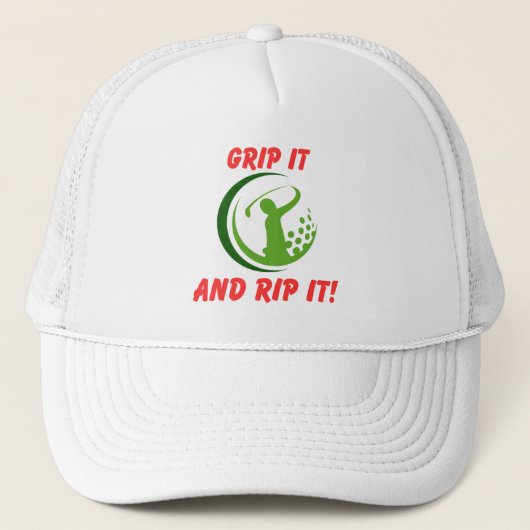 Golf Infusion "Grip It and Rip It!" Golfer Truckerkappe (Vorderseite)