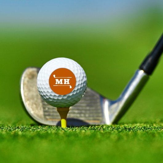 Golf Initialen Klassisch Elegant Sportlich Orange Golfball