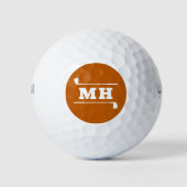 Golf Initialen Klassisch Elegant Sportlich Orange Golfball (Vorderseite)