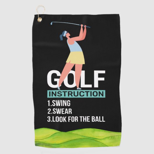 Golf Instruction Swing Swear Repeat Golf Handtuch (Vorderseite)