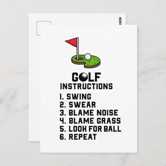 Golf Instruction Swing Sweet am Flag Loch auf grün Postkarte (Vorne/Hinten)