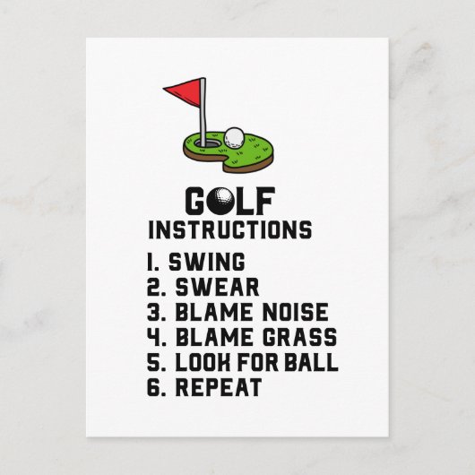 Golf Instruction Swing Sweet am Flag Loch auf grün Postkarte (Vorderseite)