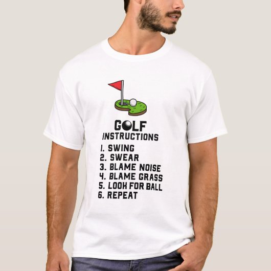 Golf Instruction Swing Sweet am Flag Loch auf grün T-Shirt (Vorderseite)