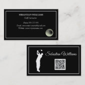 Golf Instructor Lehrer Beruflich Sport Black Visitenkarte (Vorne/Hinten)