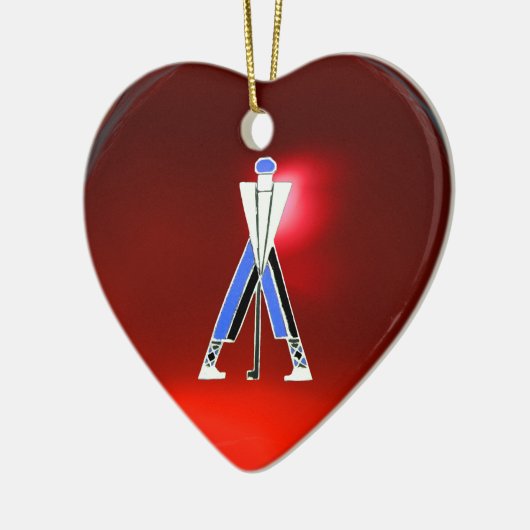 GOLF INSTRUCTOR RED RUBY HERZMONOGRAMM KERAMIKORNAMENT (Links)