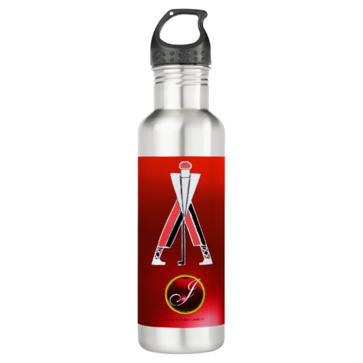 GOLF INSTRUCTOR RED RUBY MONOGRAM EDELSTAHLFLASCHE (Vorderseite)