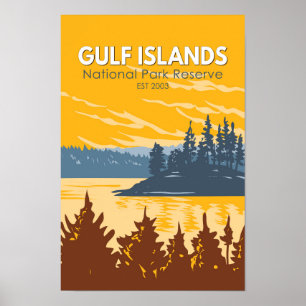 Golf Islands National Park Reserve Kanada Vintag Poster
