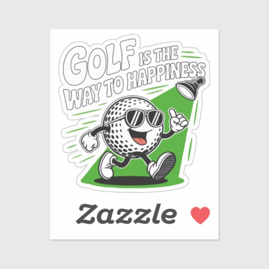 Golf ist der Weg zum Glück Aufkleber (Blatt)