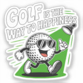 Golf ist der Weg zum Glück Aufkleber (Vorderseite)