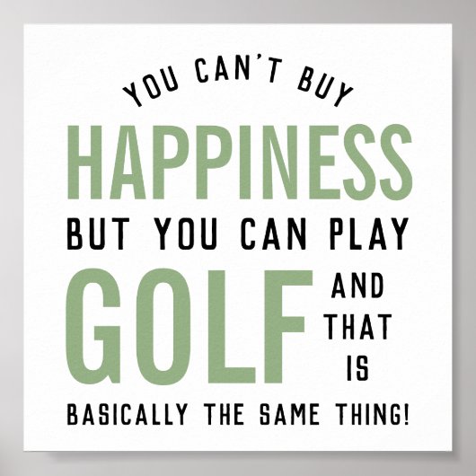 Golf ist Glück Funny Golf Lover Geschenke Poster (Vorne)