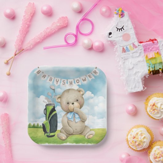 Golf It's Boy for Baby Shower Pappteller (Party)