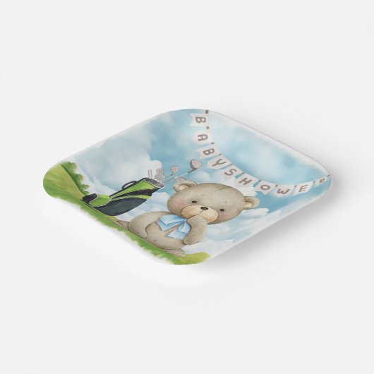 Golf It's Boy for Baby Shower Pappteller (Gewinkelt)