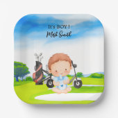 Golf It's Boy for Baby Shower Pappteller (Vorderseite)