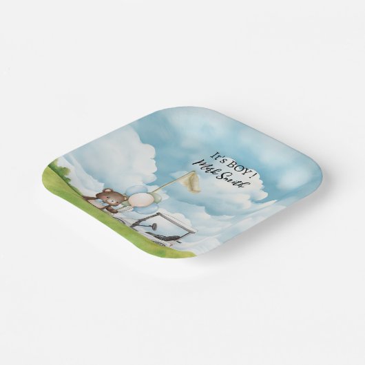 Golf It's Boy for Baby Shower Pappteller (Gewinkelt)