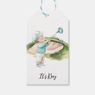 Golf It's Boy für Baby Shower   Geschenkanhänger