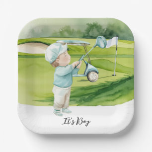 Golf It's Boy für Baby Shower   Pappteller