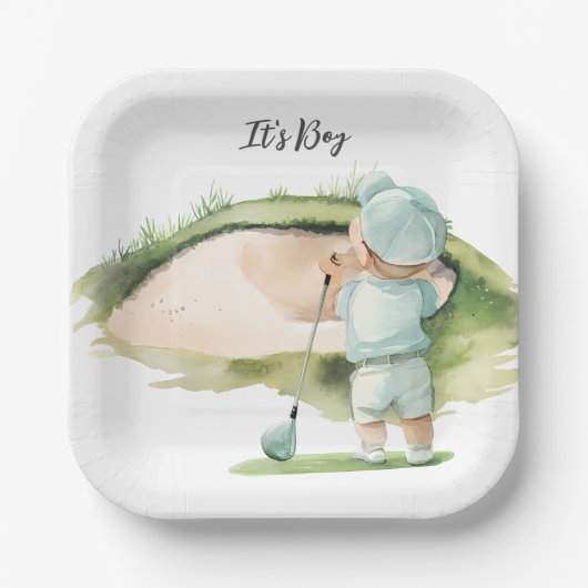 Golf It's Boy für Baby Shower   Pappteller (Vorderseite)