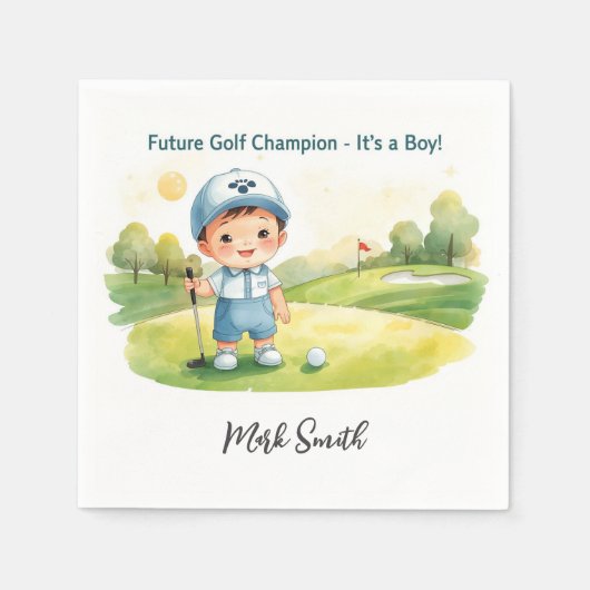 Golf It's Boy für Baby Shower   Serviette (Vorderseite)