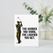 Golf - Je härter man arbeitet, desto glücklicher w Postkarte (Stehend Vorderseite)