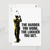 Golf - Je härter man arbeitet, desto glücklicher w Postkarte (Vorne/Hinten)