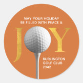 Golf Joy & Peace Christmas Runder Aufkleber (Vorderseite)