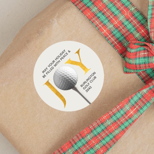 Golf Joy & Peace Christmas Runder Aufkleber