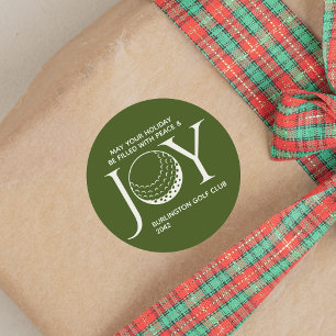 Golf Joy & Peace Christmas Runder Aufkleber