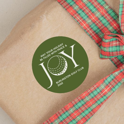 Golf Joy & Peace Christmas Runder Aufkleber