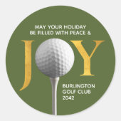 Golf Joy & Peace Christmas Runder Aufkleber (Vorderseite)
